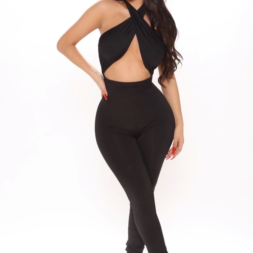 Havana Honey Halter Jumpsuit - Black